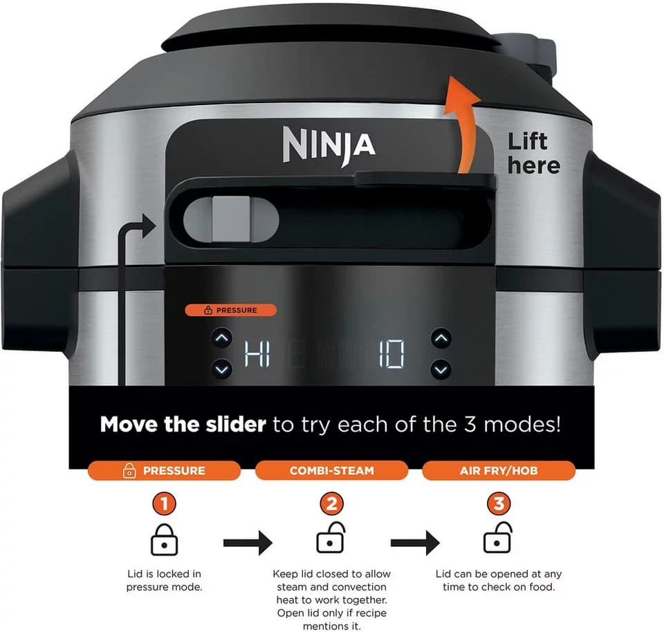 NINJA Multikocher Foodi 11-in-1 SmartLid Multikocher OL550EU, 1460 W, 6 l Schüssel - Thumbnail 3