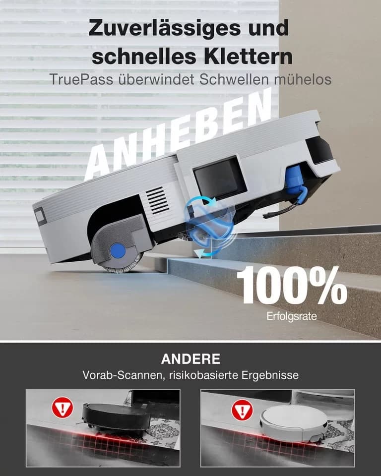 ECOVACS Saugroboter DEEBOT X12 PRO OMNI, 110 W, beutellos, FocusJet Fleckentechnologie, 22.000 Pa Saugleistung - Thumbnail 5