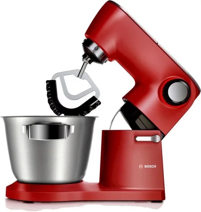 BOSCH Küchenmaschine Serie 8 MUM9A66R00, Gratis Set VeggieLove Plus MUZ9VLP1, 1600 W, 5,5 l Schüssel, Knethaken/Rühr-/Silikonbesen spülmaschinenfest, rot/silber - Thumbnail 3