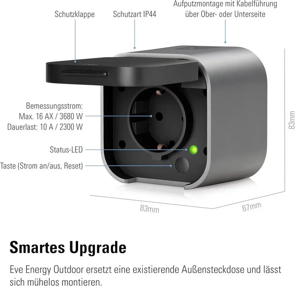 EVE Steckdose Eve Energy Outdoor-Smarte Außensteckdose mit Verbrauchsmessung - Thumbnail 2