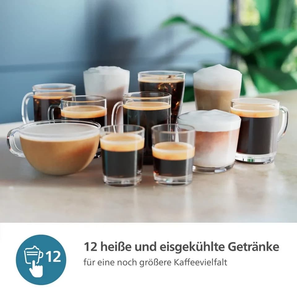 Philips Kaffeevollautomat EP4441/50 4400 Series, 12 Kaffeespezialitäten (heiß oder eisgekühlt), LatteGo-Milchsystem, SilentBrew Technologie - Thumbnail 4