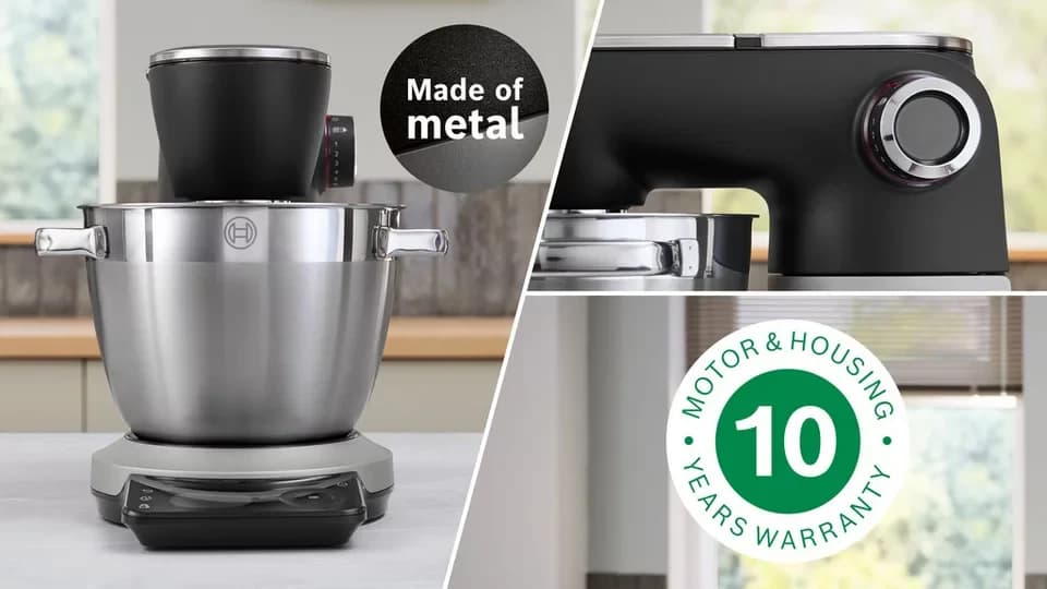 BOSCH Küchenmaschine Serie 8, MUMS8ZS22, XL 6 L Edelstahlschüssel, Waage, 1800 W, 9,6 l Schüssel, ToGo Mix-/ Trinkbecher, Timer, Vollmetallgehäuse, Durchlaufschnitzler - Thumbnail 3
