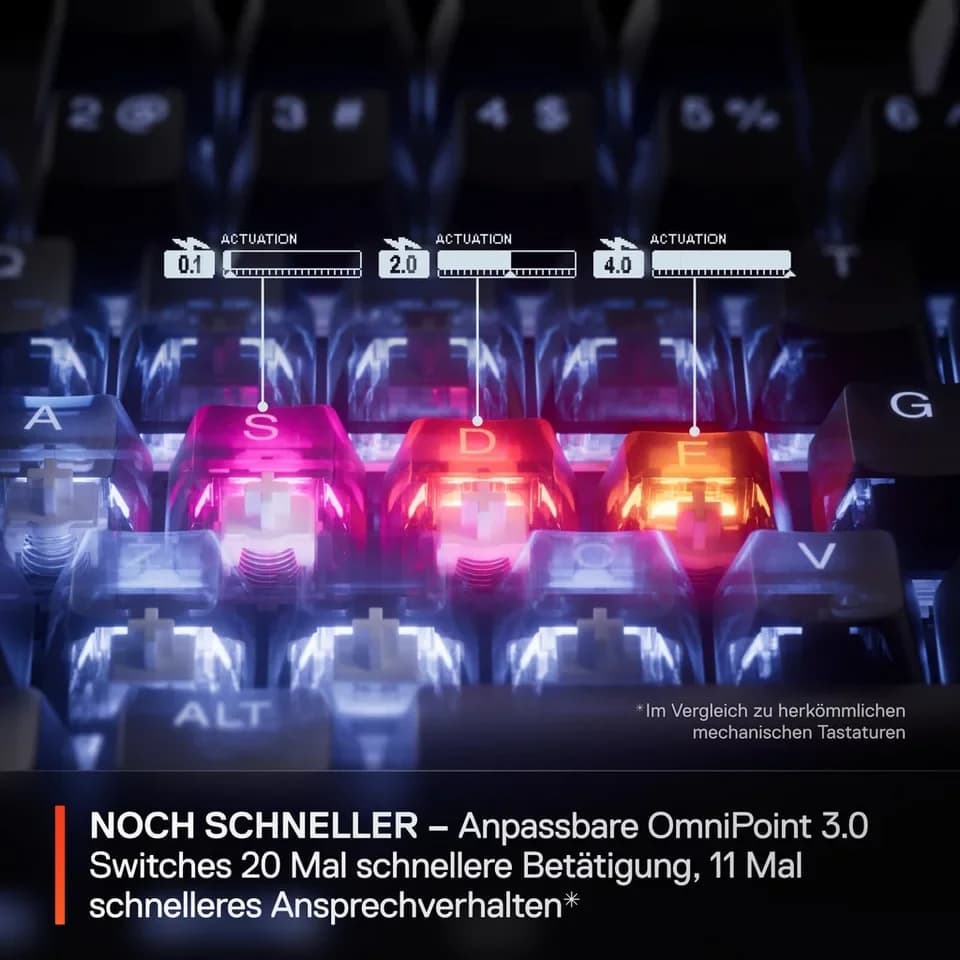 SteelSeries Apex Pro TKL Gen 3 DE Tastatur (OmniPoint 3.0, RGB-Beleuchtung, Kompakt, verstelbare Schalter) - Thumbnail 6