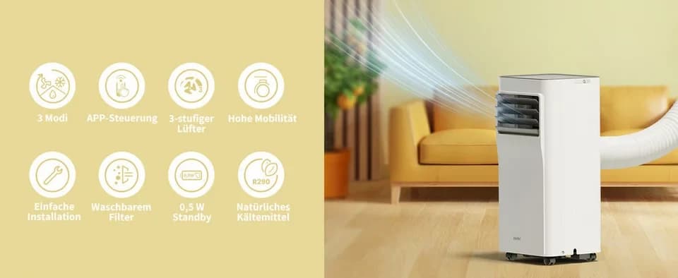 comfee 3-in-1-Klimagerät »Easy Cool 9000« starker Luftstrom, App und Sprachsteuerung möglich, für Räume bis zu 33 m², mit Temperatursensor - Thumbnail 6