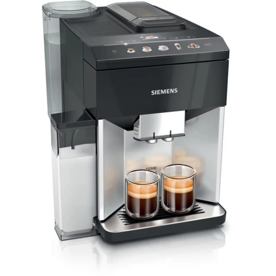 SIEMENS Kaffeevollautomat EQ500 integral TQ513D01, viele Kaffeespezialitäten, OneTouch-Funktion, integrierter Milchbehälter, automat. Dampfreinigung, daylight silber