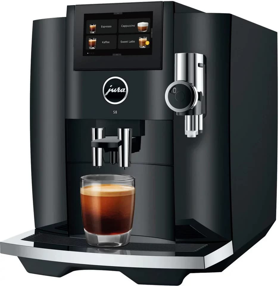 JURA Kaffeevollautomat 15482 S8 (EB), Piano Black, 27 Spezialitäten, Touch, Sweet Foam & Sirupaufsatz