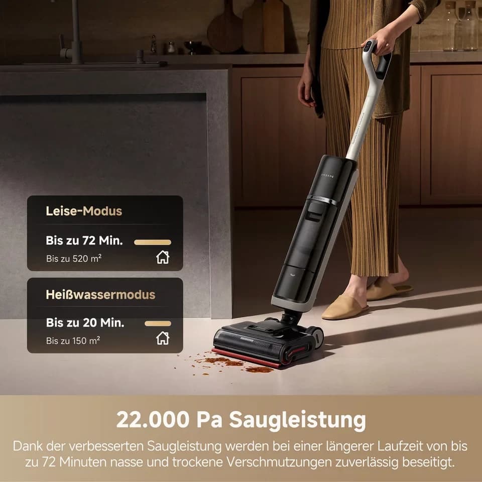 Dreame Nass-Trocken-Sauger H15 Pro Heat, 400 W, 22.000Pa Saugkraft, KI-gesteuerter Hebearm, selbstreinigende Bürste - Thumbnail 10