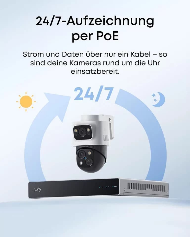 eufy Security IP-Überwachungskamera eufy PoE NVR Security System S4 Max, 3-Linsen Bullet-PTZ-Kameras (1-tlg., 4*PoE NVR Security System S4 Max, KI Auto-Framing&Tracking, Farbnachtsicht, Stroboskop) - Thumbnail 7