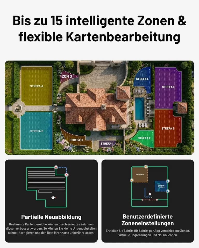 Mammotion Rasenmähroboter LUBA 3 AWD 1500 Mähroboter ohne Begrenzungskabel, bis 1500 m² Rasenfläche, (360° LiDAR + Dual-Kamera-KI-Vision), 360 LiDAR + KI-Vision, Allradantrieb, Auto-Kartierung, 4G-Modul, APP - Thumbnail 9