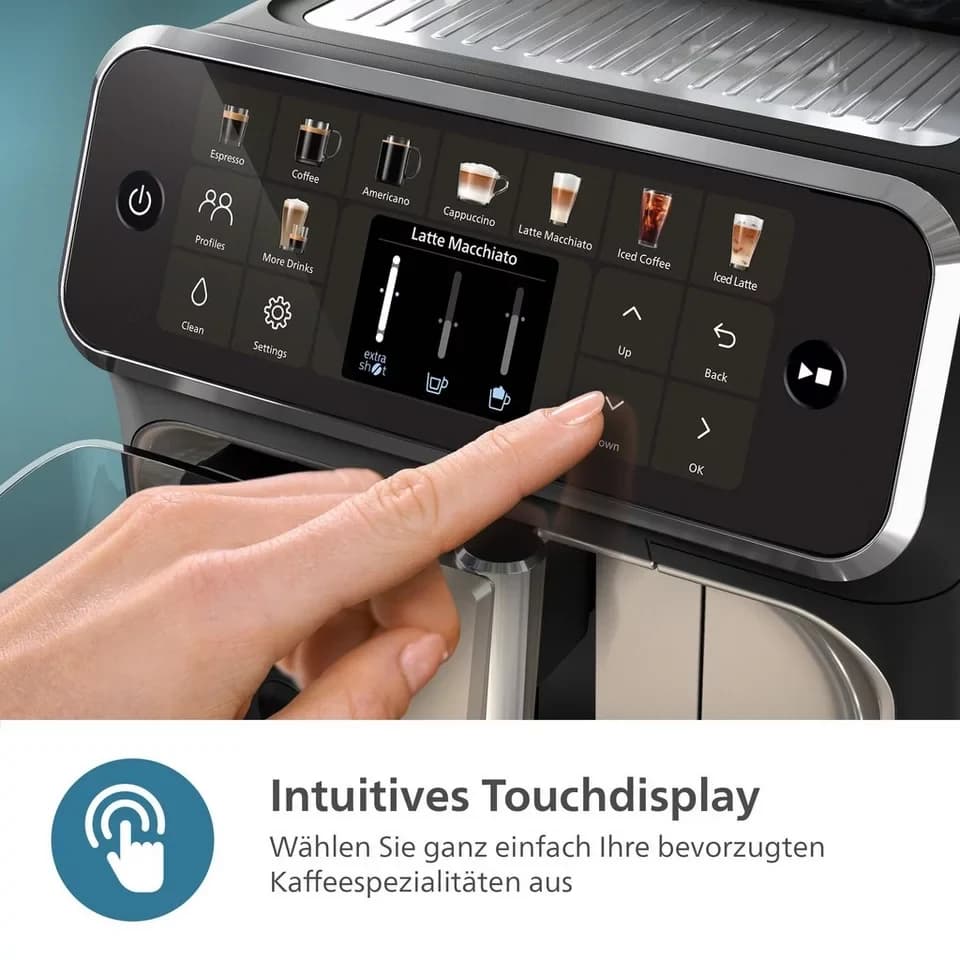 Philips Kaffeevollautomat EP5547/90 5500 Series, 20 Kaffeespezialitäten (heiß oder eisgekühlt), LatteGo-Milchsystem, SilentBrew Technologie - Thumbnail 5