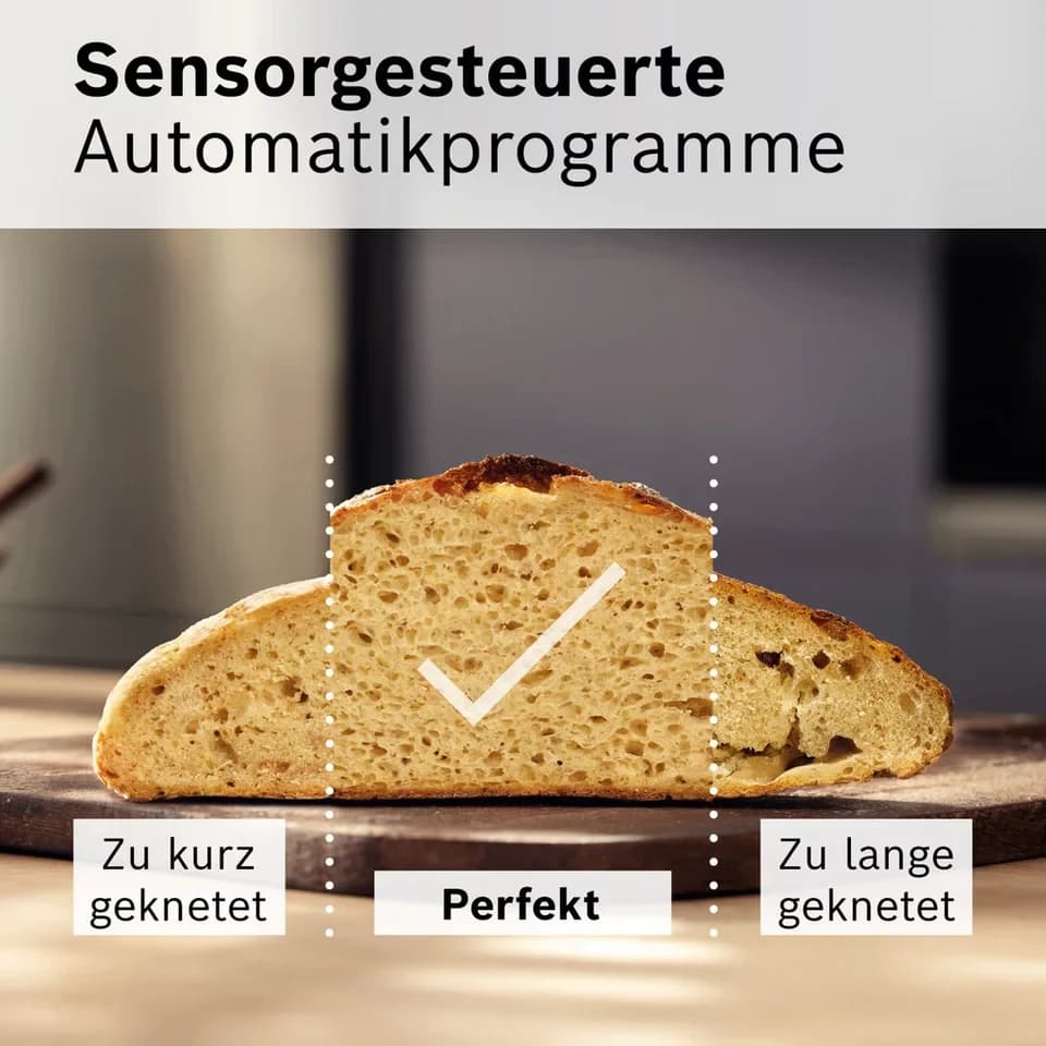 BOSCH Küchenmaschine Küchenmaschine Serie 8, MUMS8ZS18, XL 6 L Edelstahlschüssel, Waage, 1800 W, 10,2 l Schüssel, 7 Automatikprogramme, Timer, Vollmetallgehäuse, Edelstahl-Rührer - Thumbnail 10