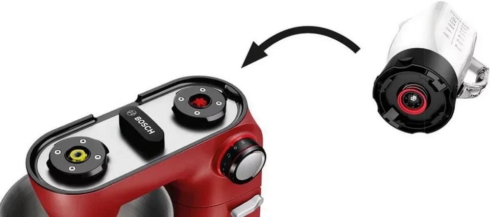BOSCH Küchenmaschine Serie 8 MUM9A66R00, Gratis Set VeggieLove Plus MUZ9VLP1, 1600 W, 5,5 l Schüssel, Knethaken/Rühr-/Silikonbesen spülmaschinenfest, rot/silber - Thumbnail 10