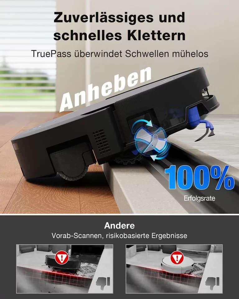 ECOVACS Nass-Trocken-Saugroboter DEEBOT T90 PRO OMNI (Black), 65 W, mit Beutel, Saug-und Wischroboter mit All-in-One Station und 30.000 Pa Saugkraft - Thumbnail 8