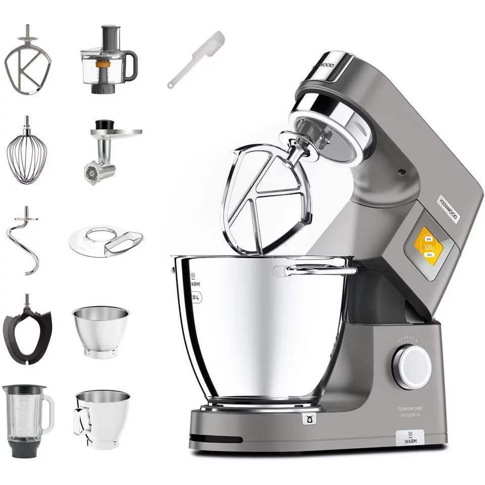 KENWOOD Küchenmaschine Titanium Chef Patissier XL KWL90.594SI, 1400 W, 7 l Schüssel, Wärmefunktion, zusätzliche 5 l Schüssel, inkl. umfangreiches Zubehör