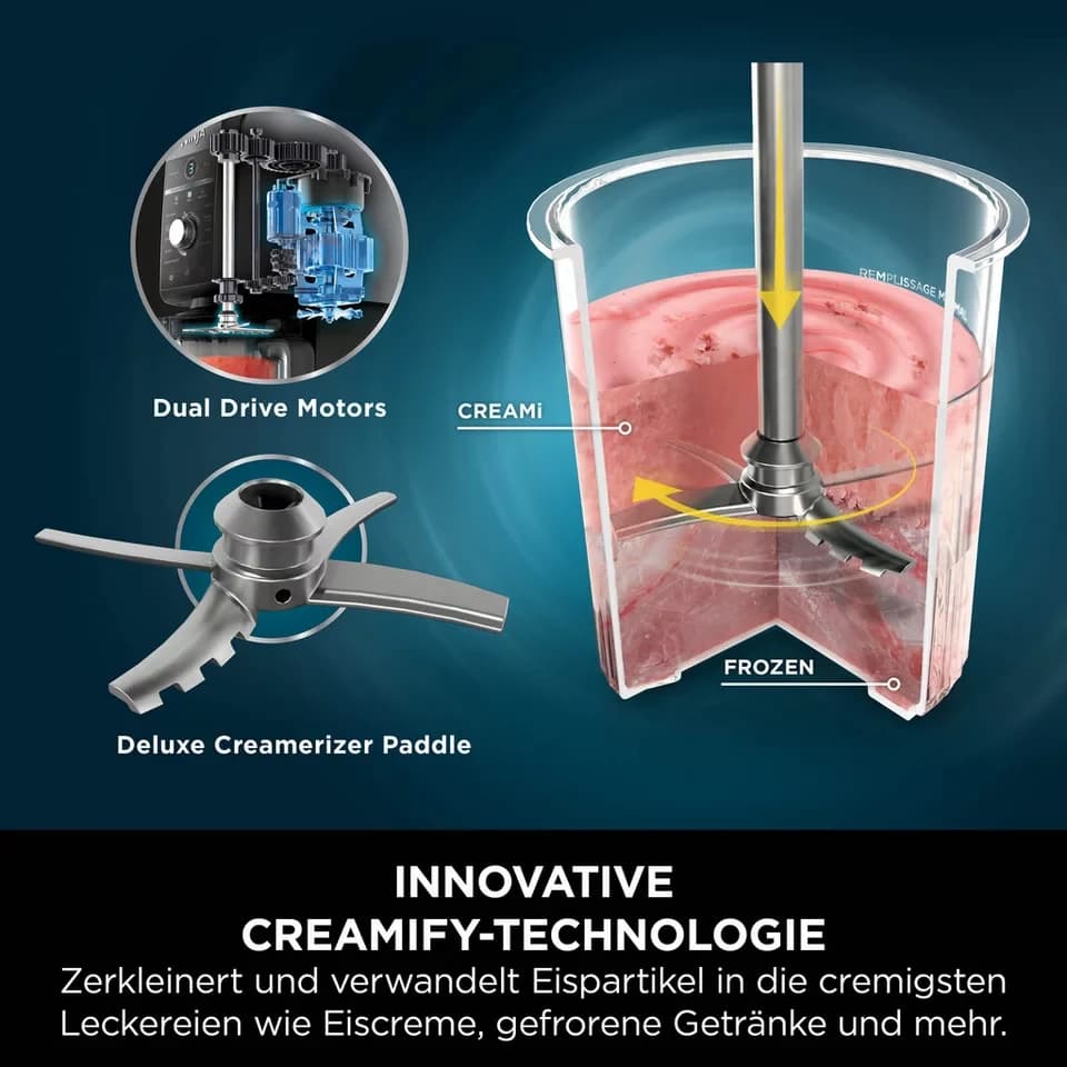 NINJA Eismaschine NC501EU Creami Deluxe, 10-in-1 Eis-und Eisgetränkmaschine, 800 W - Thumbnail 4