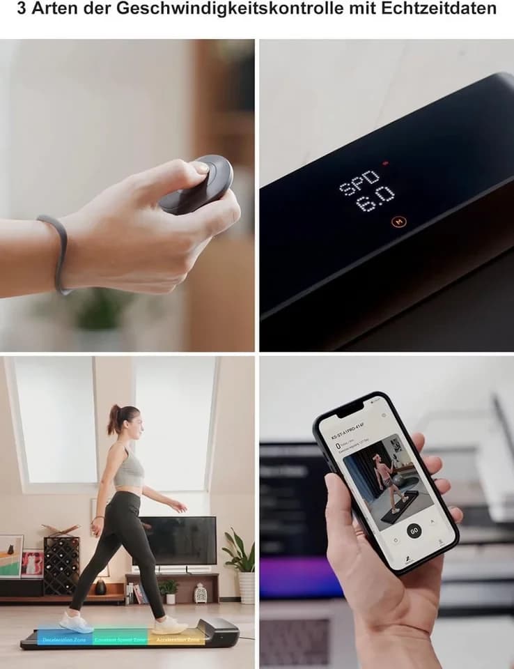 Kingsmith Laufband Klappbares WalkingPad A1 Pro Laufband für Schreibtisch, 180° Falttechnik, App Steuerung, LED Display, 0,5-6 km/h, max.136KG - Thumbnail 7