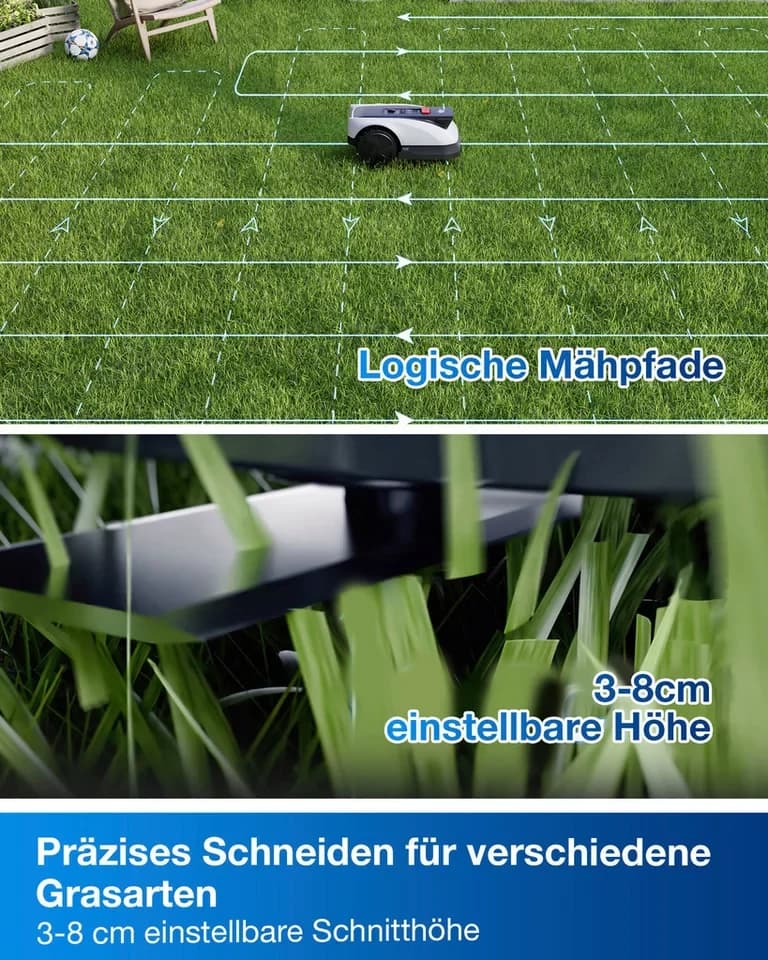 ECOVACS Rasenmähroboter GOAT O800 RTK, bis 800 m² Rasenfläche, (Packung), Steuerung per App, LiDAR-Enhanced RTK Navigation; Grundfarbe: weiß - Thumbnail 8