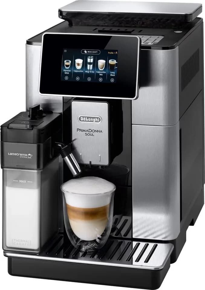 De'Longhi Kaffeevollautomat PrimaDonna Soul ECAM610.75.MB - Mit Kaffeekannen-Funktion, Inkl. Kaffeekanne, Bean Adapt Technology, Edelstahl, Scheibenmahlwerk - Thumbnail 2