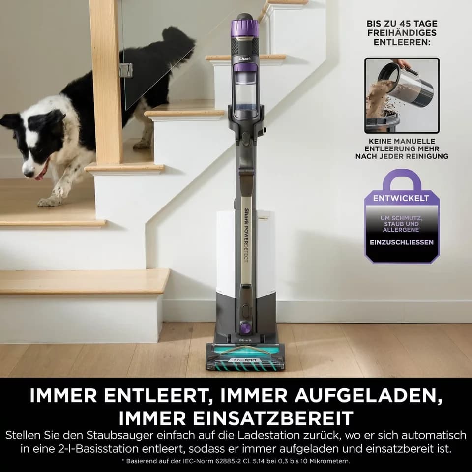 Shark Akku-Stielstaubsauger Shark PowerDetect Clean & Empty IP3251EUT, 380 W, beutellos, Akku-Staubsauger für Tierhaare, automatische Entleerungsstation - Thumbnail 4