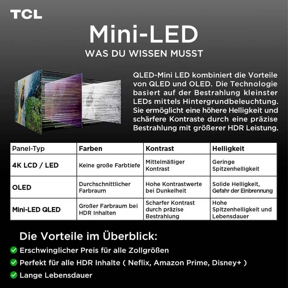 TCL 75Q8CX7 Mini-LED-Fernseher (189 cm/75 Zoll, 4K Ultra HD, Smart-TV, Google TV, Audio von Bang & Olufsen, Smart TV, Apple TV, 144Hz, 4K, Dolby Vision) - Thumbnail 2