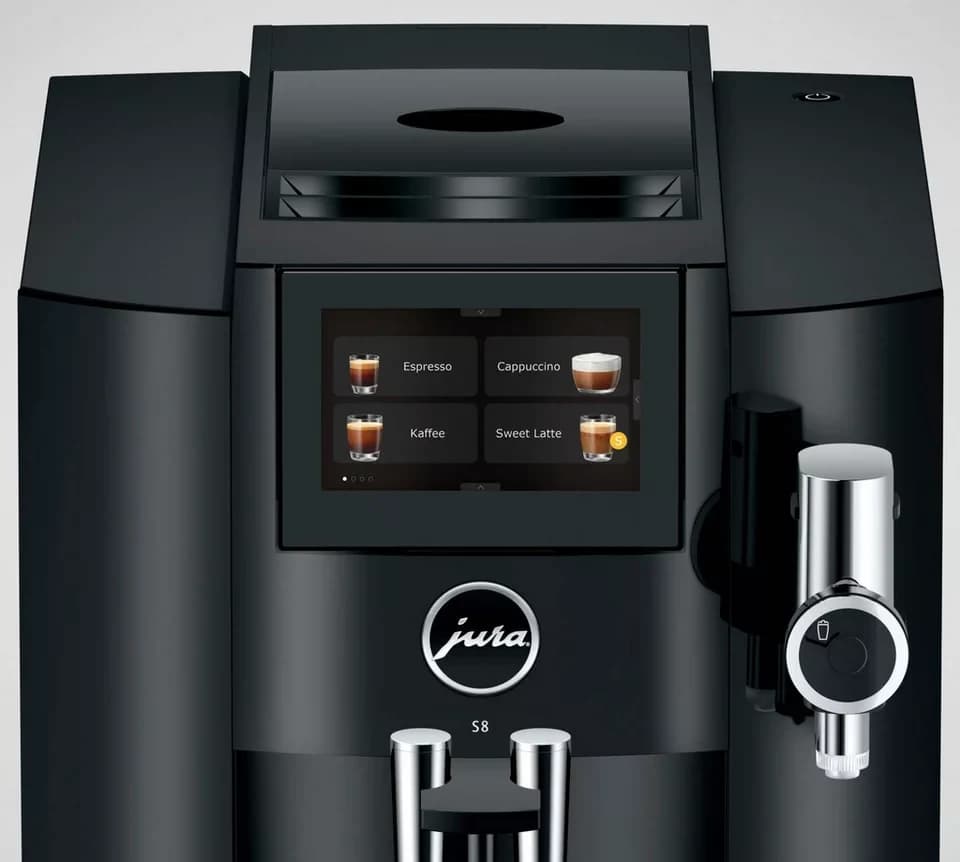 JURA Kaffeevollautomat 15482 S8 (EB), Piano Black, 27 Spezialitäten, Touch, Sweet Foam & Sirupaufsatz - Thumbnail 5