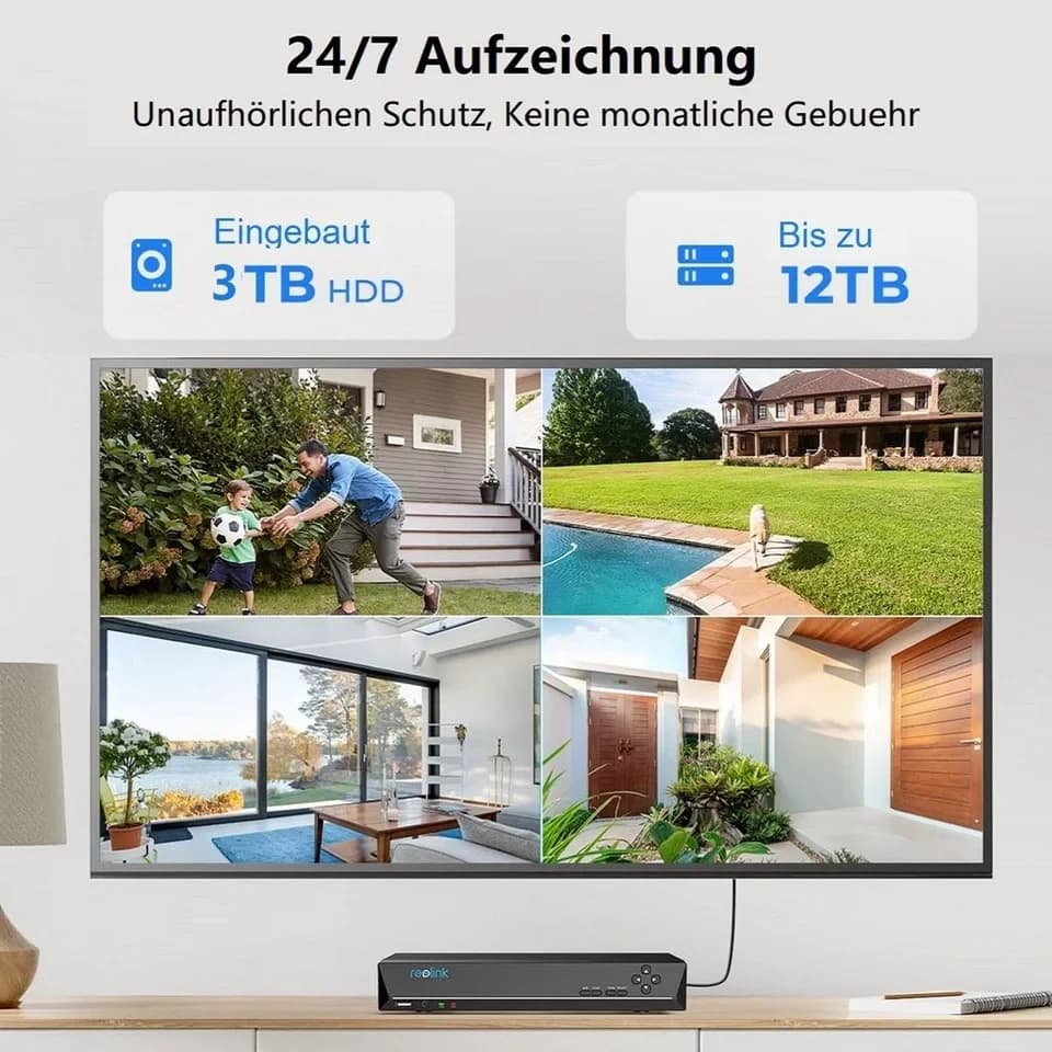 Reolink Überwachungskamera RLK16-810B8-A 4K PoE (Außenbereich, Videoüberwachungsset, Videoüberwachung mit 8X 8MP PoE IP Kamera und 16CH 4TB HDD NVR, Personenerkennung und Fahrzeugerkennung, IP66, 30M IR Nachtsicht) - Thumbnail 6