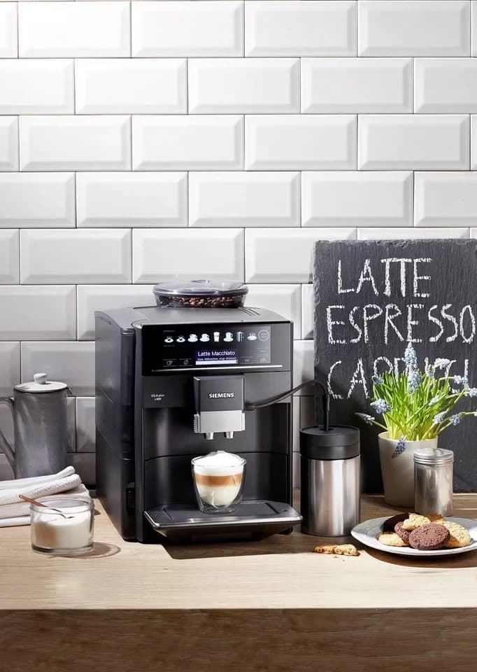 SIEMENS Kaffeevollautomat EQ6 plus s400 TE654509DE, Doppeltassenfunktion, Keramikmahlwerk, viele Kaffeespezialitäten, automatische Dampfreinigung, saphirschwarz - Thumbnail 8