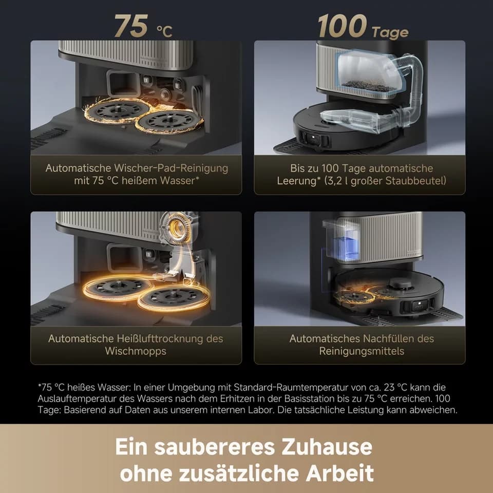 Dreame Saugroboter mit Wischfunktion L40s Pro Ultra, 600 W, 19.000Pa Saugkraft, Hindernisüberwindung (bis zu 4cm), Kamera mit KI - Thumbnail 8