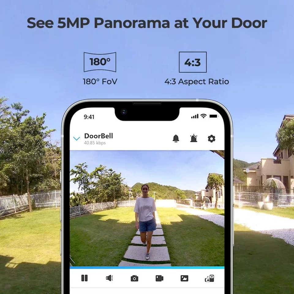 Reolink Smart Home Türklingel Video Doorbell PoE 5MP (Außenbereich, Gegensprechfunktion,180° Ultraweitwinkel,Personenerkennung,IP65) - Thumbnail 2