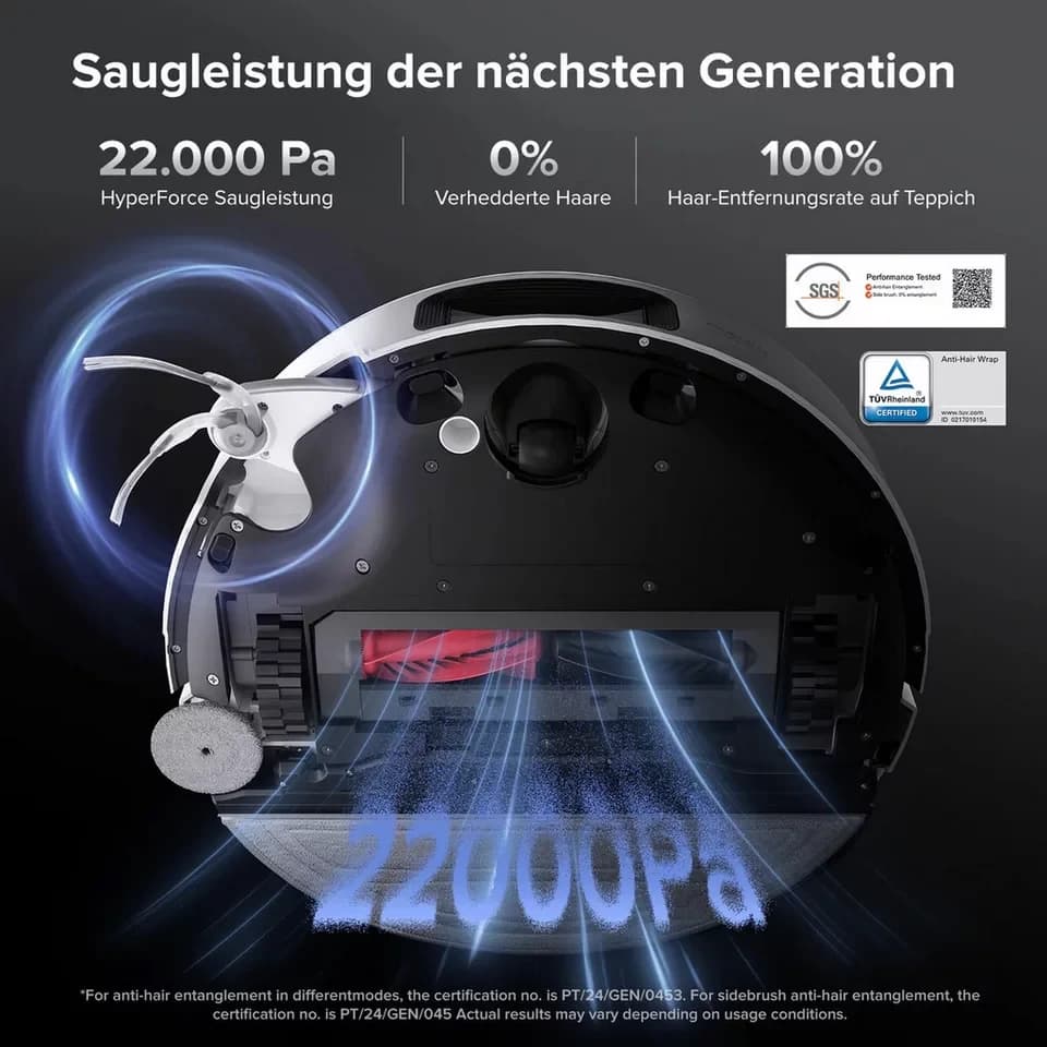 Roborock Nass-Trocken-Saugroboter Roborock Saros 10 Saugroboter mit Dual Anti-Tangle System & Dock Weiß, mit Beutel, AdaptiLift™ Chassis als Branchenpremiere - Thumbnail 3