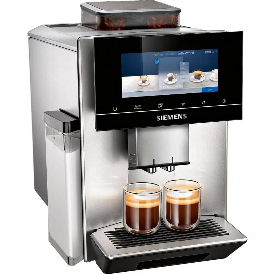 SIEMENS Kaffeevollautomat EQ900 TQ905D03, intuitives 6,8" TFT-Display, Barista-Modus, AromaBoost, App-Steuerung, Geräuschreduzierung,10 Profile, edelstahl