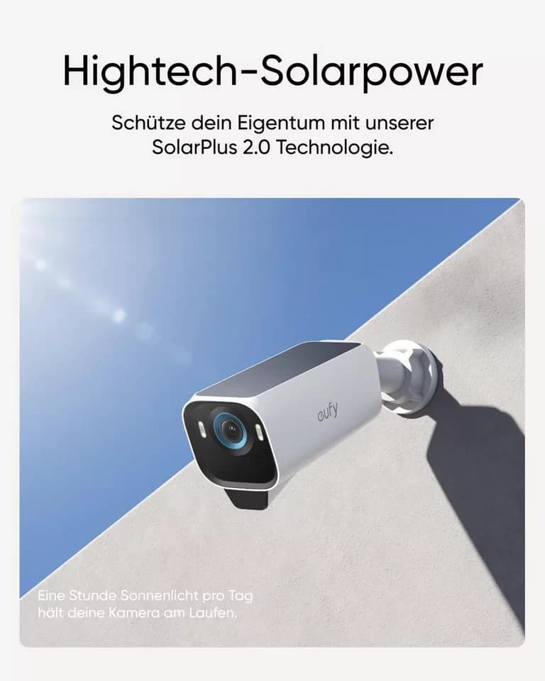 eufy Security Überwachungskamera S3 Pro Kamera-Set, 4K Kabellose Solar-Überwachungskamera Außen (Außenbereich, 1-tlg., 4K-Auflösung, verbesserte Farb-Nachtsicht, SolarPlus 2.0) - Thumbnail 4