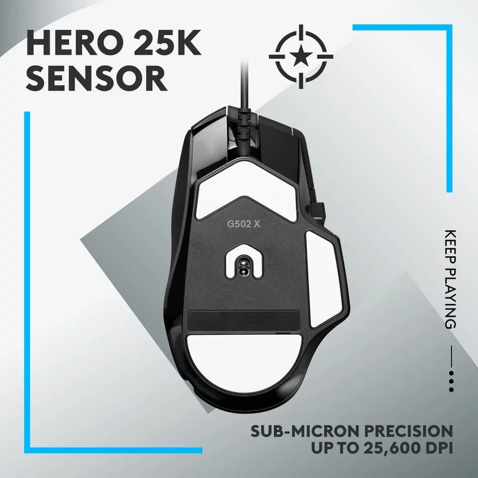 Logitech Logitech Gaming G502 X, Gaming-Maus, (HERO 25K) Maus (kabelgebunden) - Thumbnail 4