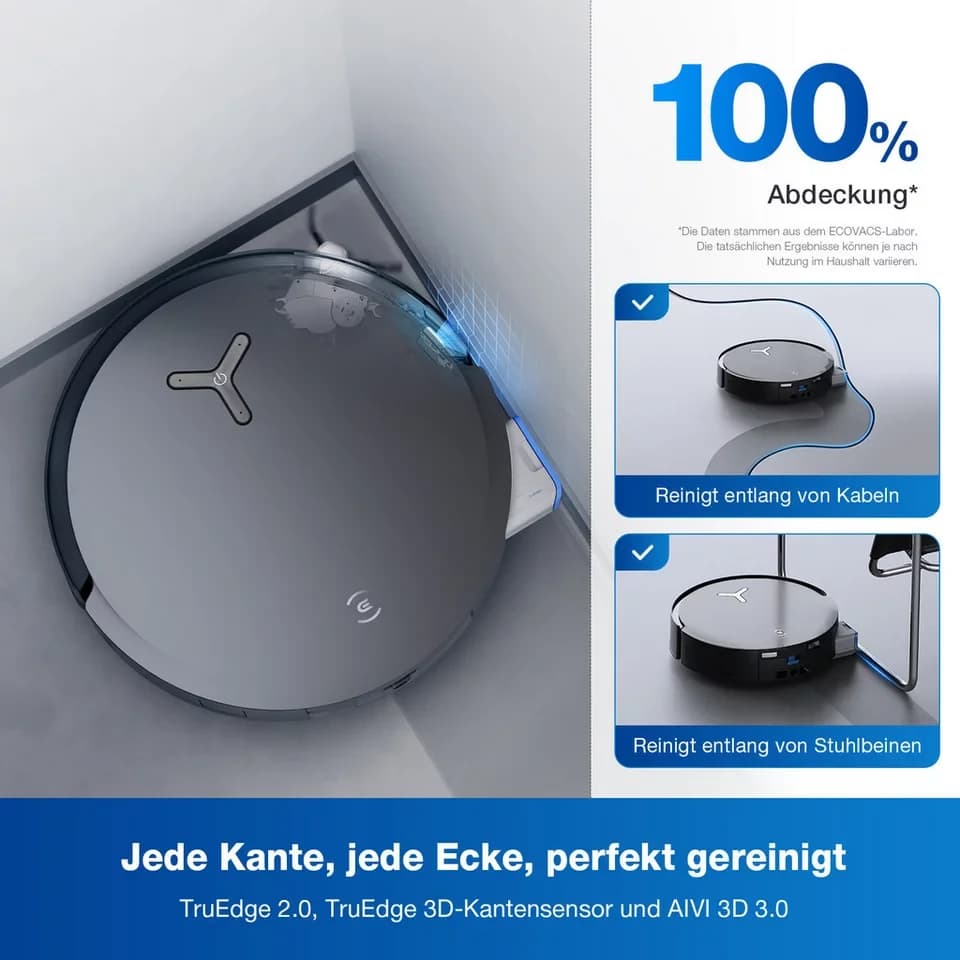 ECOVACS Saugroboter mit Wischfunktion, ECOVACS DEEBOT X8 OMNI, 18.000 Pa, OMNI-Station mit 75° Mopp-Waschen, OZMO ROLLER Wischen - Thumbnail 6
