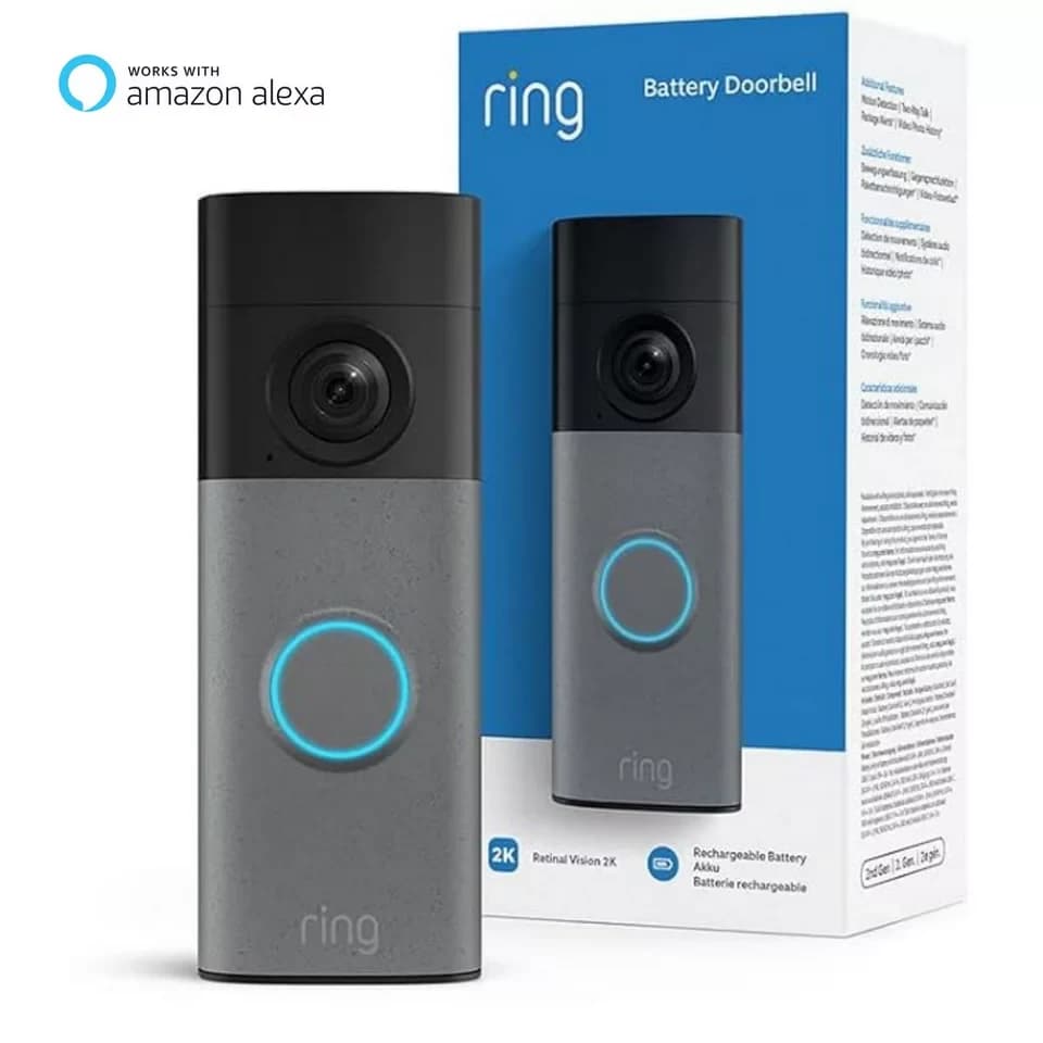 Ring Smart Home Türklingel Battery Video Doorbell 2K (Neuste Generation) (Außenbereich, WLAN, Akku-Videotürklingel, Kabellose Türklingel-Kamera, Retinal 2K, 6x-Zoom)
