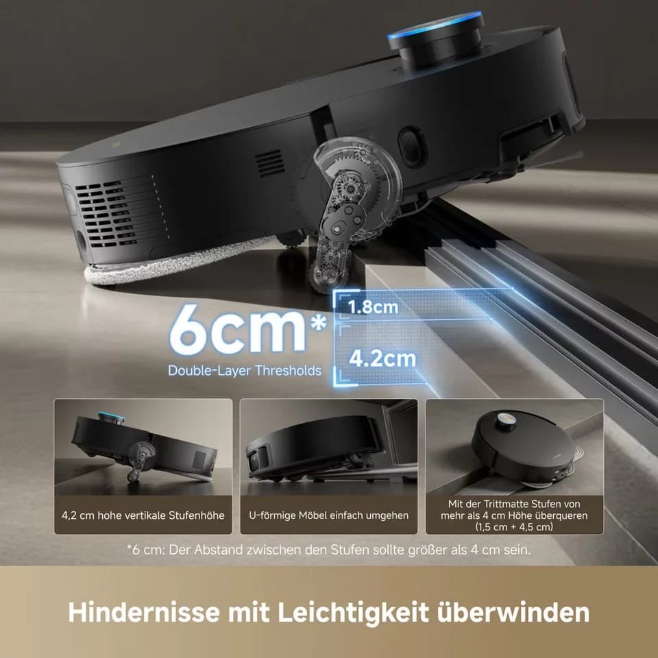 Dreame Saugroboter mit Wischfunktion Dreame X50 Master, 20.000 Pa Saugkraft, Hindernisüberwindung, kompakte Basisstation - Thumbnail 10
