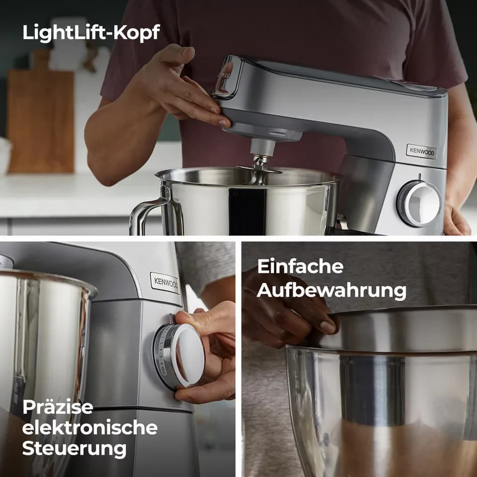 KENWOOD Küchenmaschine Titanium Chef Baker KVC85.594SI, 1200 W, 5 l Schüssel, inkl. umfangreiches Zubehör, mit integrierter EasyWeigh Waage - Thumbnail 4