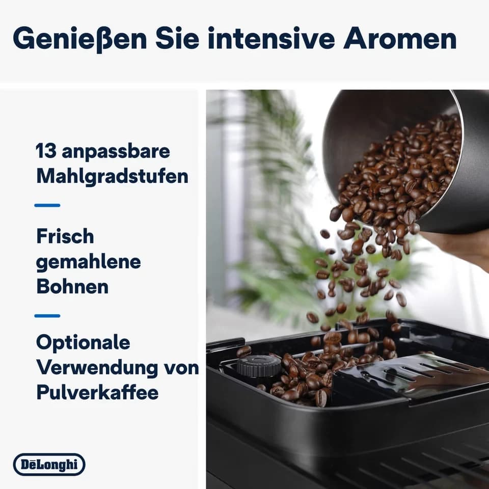 De'Longhi Kaffeevollautomat Magnifica Evo Next ECAM310.60.GB, Barista-Genuss per Touch, grau, MyLatteFunktion, 3 Benutzerprofile, LatteCrema Milchsystem, 10 Rezepte - Thumbnail 3