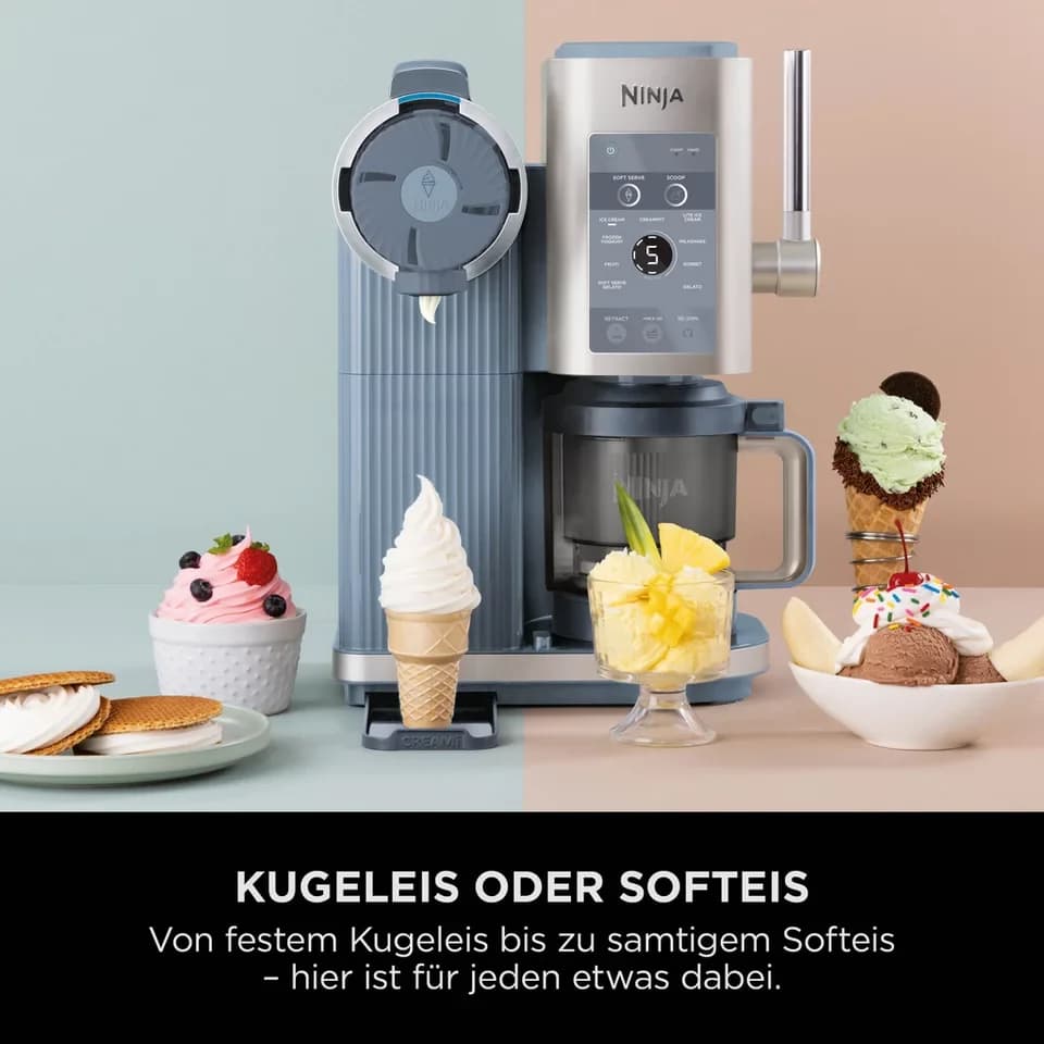 NINJA Eismaschine Ninja CREAMi Scoop & Swirl 13-in-1 Softeis- und Eismaschine NC702EU, 0,48 l, proteinreiche Leckereien mit weniger als 150 kcal - Thumbnail 3