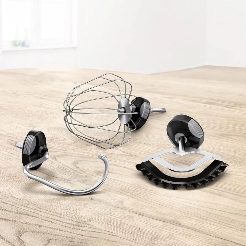 BOSCH Küchenmaschine Serie 8 MUM9D33S11, Durchlaufschnitzler, 3 Scheiben, silber, 1600 W, 5,5 l Schüssel, Edelstahlschüssel, Knethaken/Rühr-/Silikonbesen, spülm.fest - Thumbnail 4