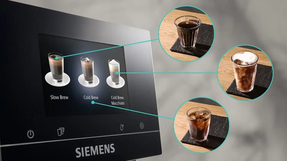 SIEMENS Kaffeevollautomat EQ700 classic TP715D47, Cold Brew, intuitives 5" TFT-Display, App, iaromaSelect, 10 Favoriten, autom. Dampfreinigung,silber metallic - Thumbnail 6