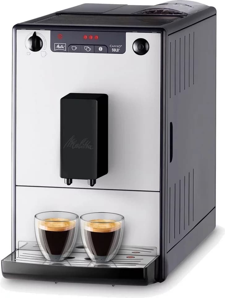 Melitta Kaffeevollautomat Solo® 950-766, Pure Silver, Perfekt für Café crème & Espresso, nur 20cm breit