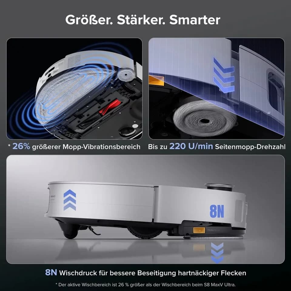 Roborock Nass-Trocken-Saugroboter Roborock Saros 10 Saugroboter mit Dual Anti-Tangle System & Dock Weiß, mit Beutel, AdaptiLift™ Chassis als Branchenpremiere - Thumbnail 5