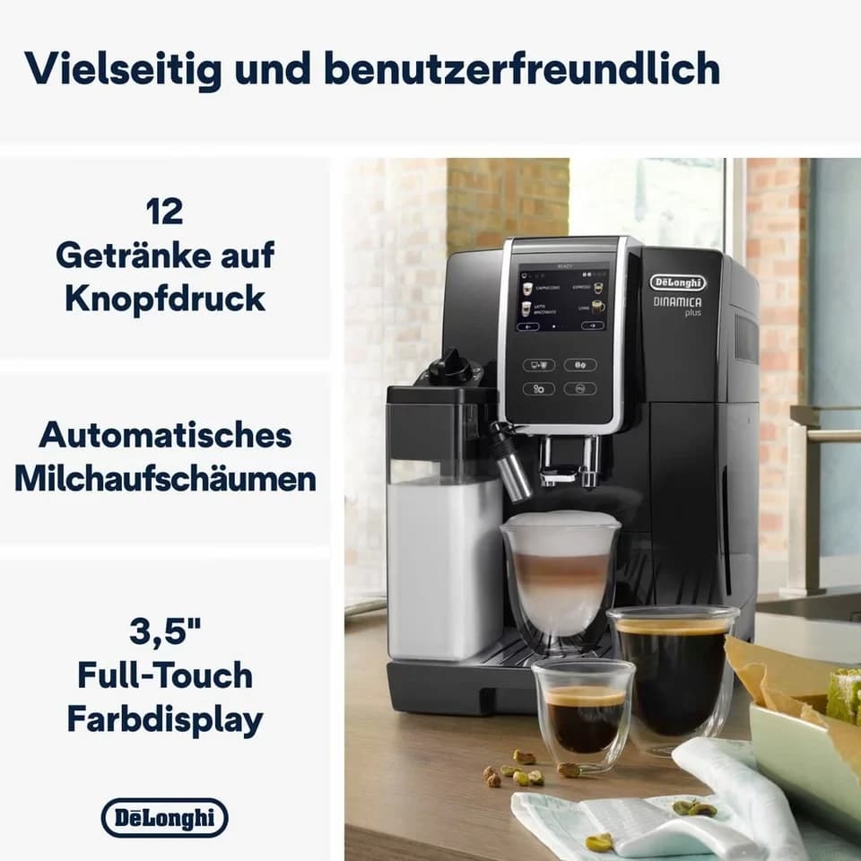 De'Longhi Kaffeevollautomat Dinamica Plus ECAM370.70.B - 14 Rezepte, perfekter Milchschaum, schwarz, Einfache Bedienung dank 3,5" Touchscreen & Kaffeekannen-Funktion - Thumbnail 3