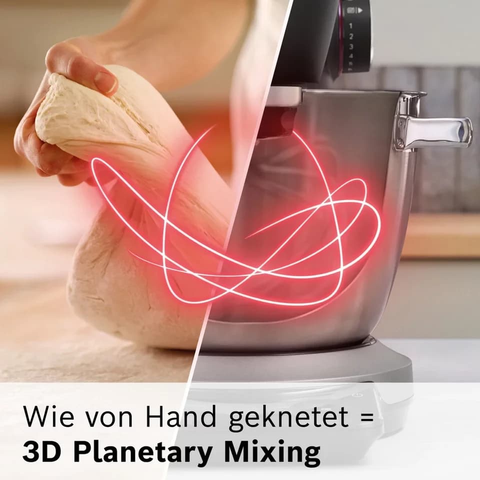 BOSCH Küchenmaschine Küchenmaschine Serie 8, MUMS8ZS18, XL 6 L Edelstahlschüssel, Waage, 1800 W, 10,2 l Schüssel, 7 Automatikprogramme, Timer, Vollmetallgehäuse, Edelstahl-Rührer - Thumbnail 5